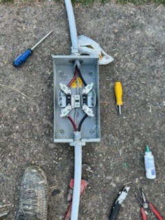 Exterior service disconnect enclosure being made up on site
